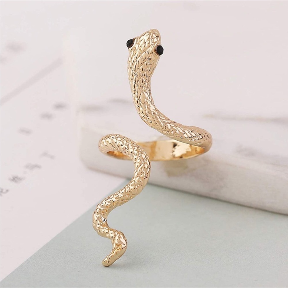 Gold Snake Ring Adjustable New Stainless